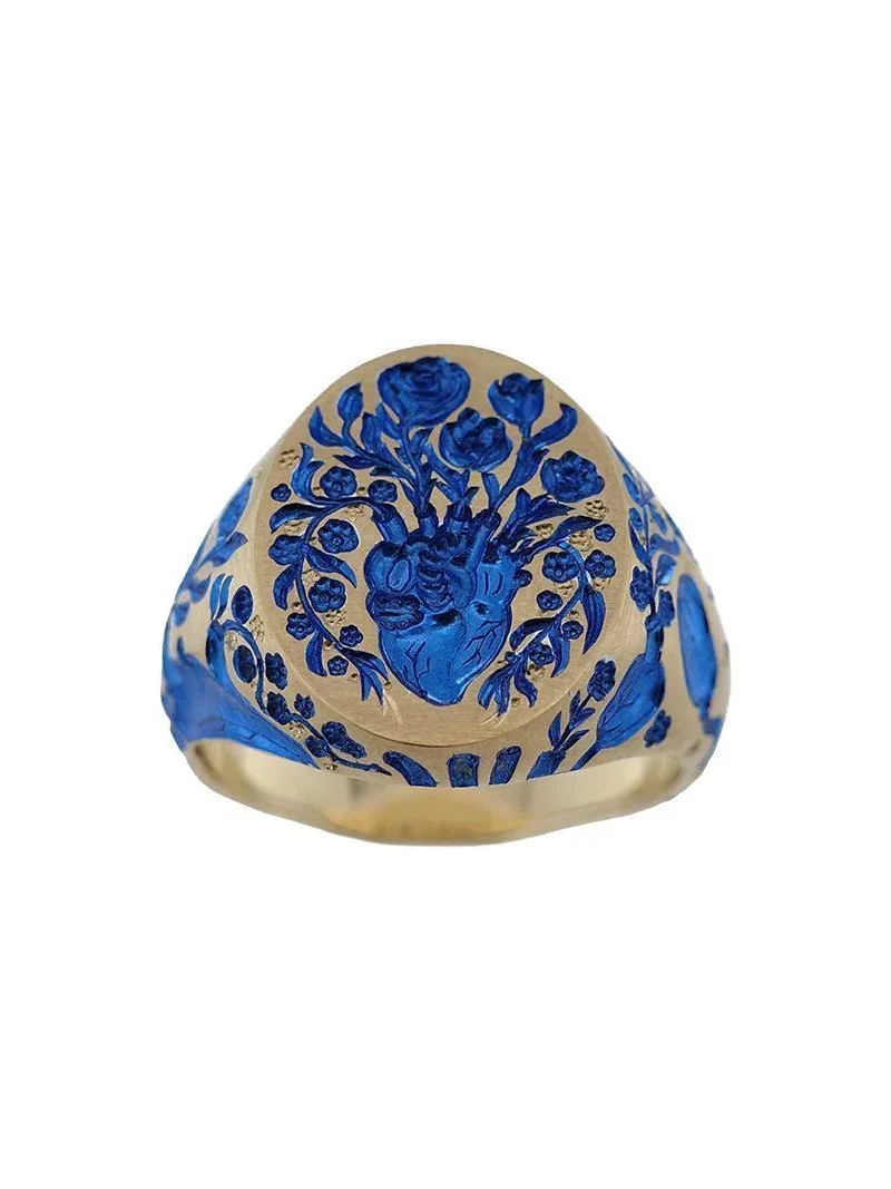 CASTRO SMITH Blue Heart Classic Signet Ring