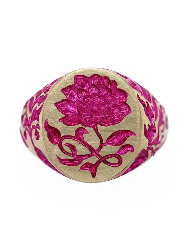 Pink Peony Signet Ring