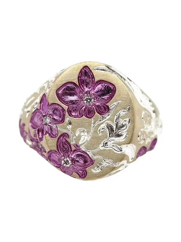 Purple Orchid Signet Ring
