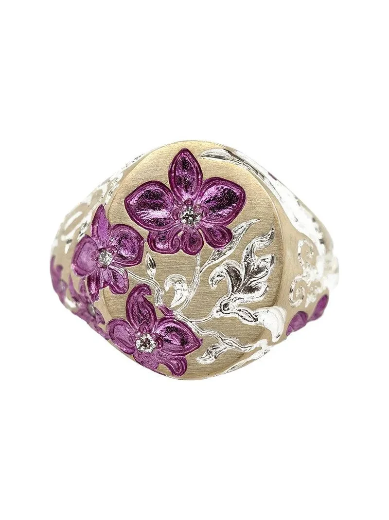 Purple Orchid Signet Ring Purple Orchid Signet Ring