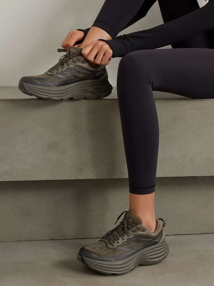 Hoka Stealth/ Tech Bondi 8 Caged Rubber-trimmed Mesh Sneakers | Thumbnail 2 Hoka Stealth/ Tech Bondi 8 Caged Rubber-trimmed Mesh Sneakers | Thumbnail 2