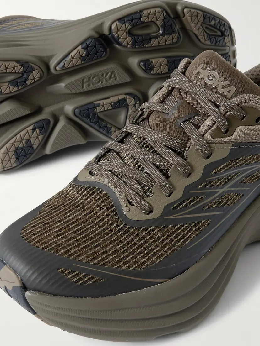 Hoka Stealth/ Tech Bondi 8 Caged Rubber-trimmed Mesh Sneakers | Thumbnail 4 Hoka Stealth/ Tech Bondi 8 Caged Rubber-trimmed Mesh Sneakers | Thumbnail 4