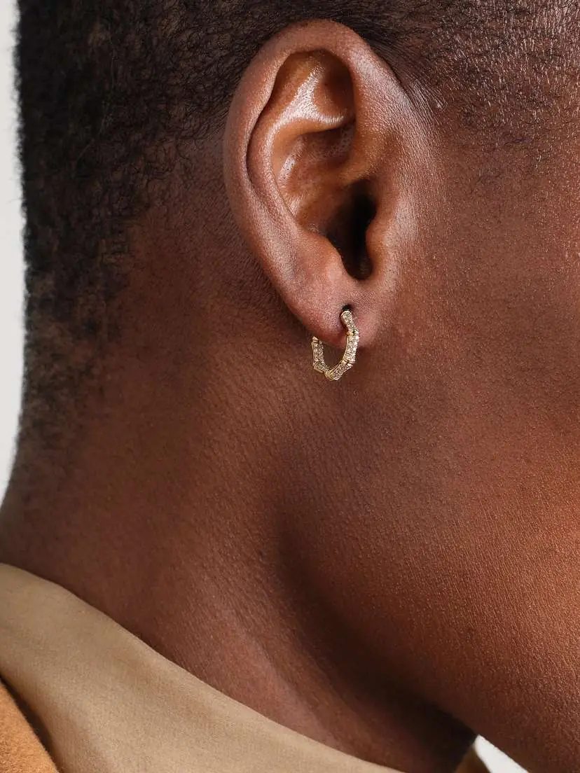 Anita Ko Small Bamboo 18-karat Gold Diamond Hoop Earrings | Thumbnail 2 Anita Ko Small Bamboo 18-karat Gold Diamond Hoop Earrings | Thumbnail 2