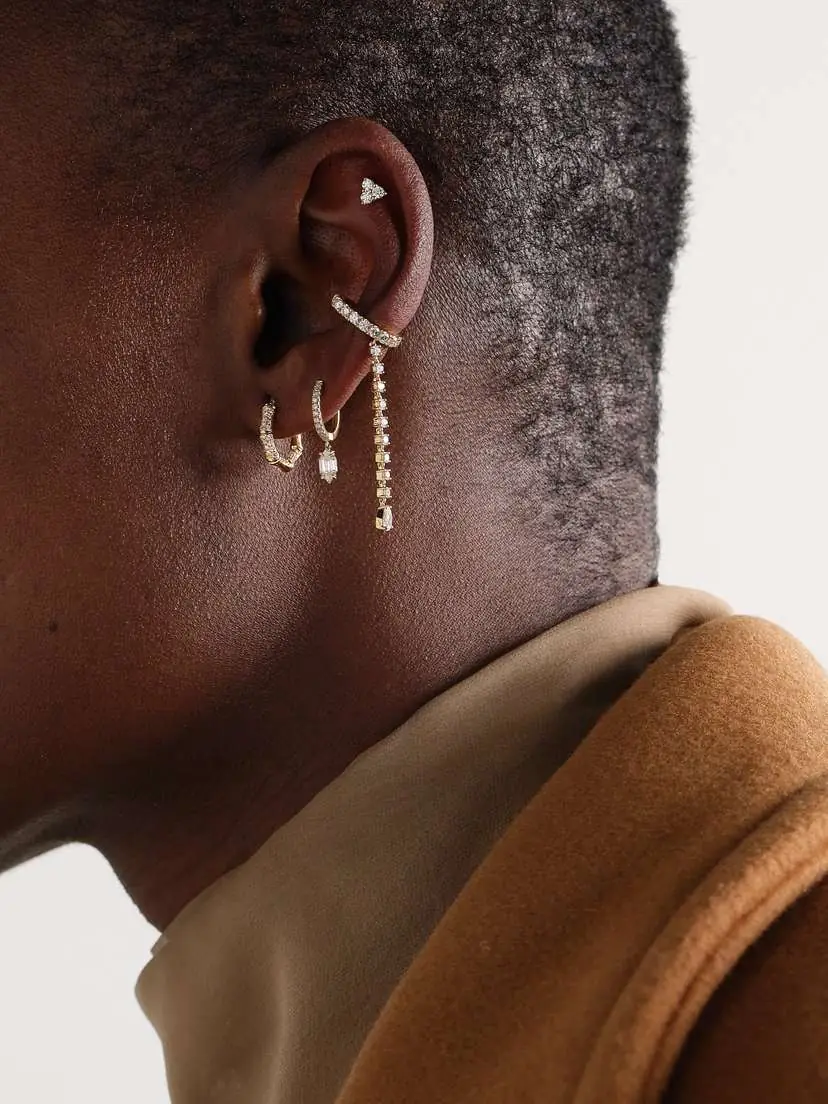 Anita Ko Small Bamboo 18-karat Gold Diamond Hoop Earrings | Thumbnail 4 Anita Ko Small Bamboo 18-karat Gold Diamond Hoop Earrings | Thumbnail 4