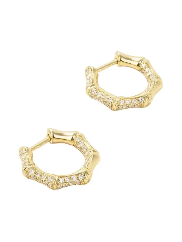 Anita Ko Small Bamboo 18-karat Gold Diamond Hoop Earrings
