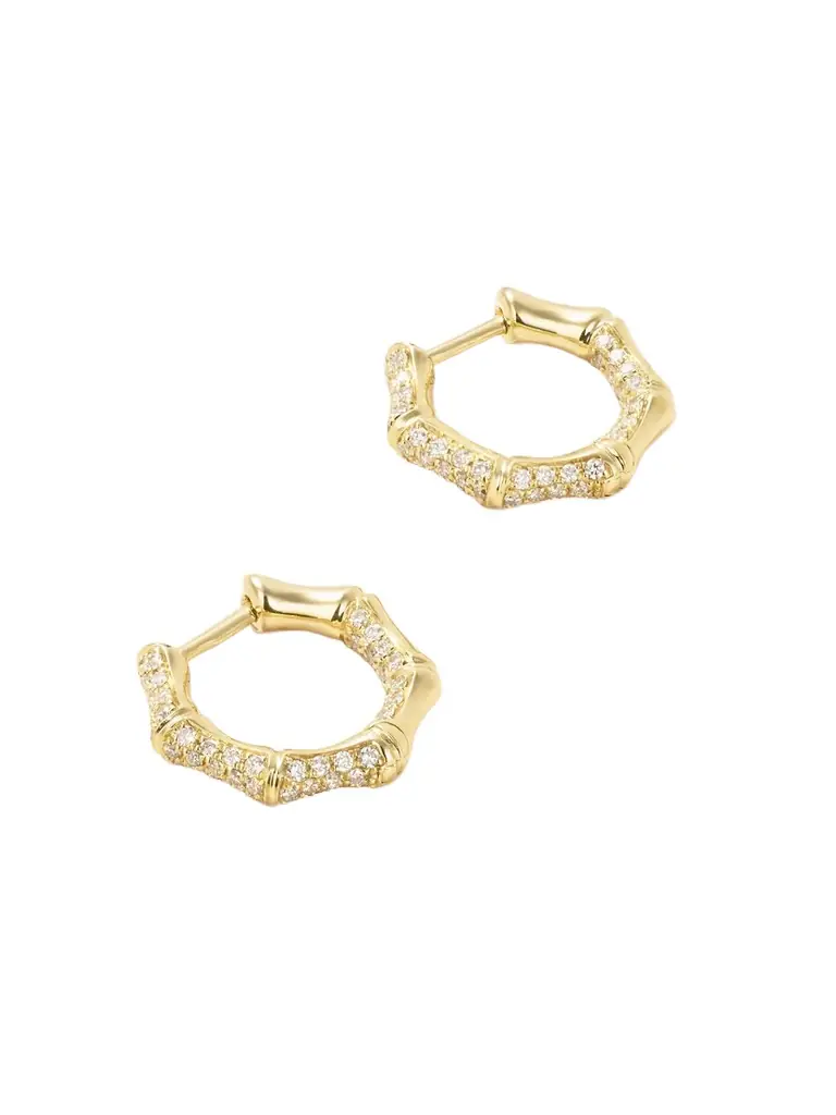 Anita Ko Small Bamboo 18-karat Gold Diamond Hoop Earrings
