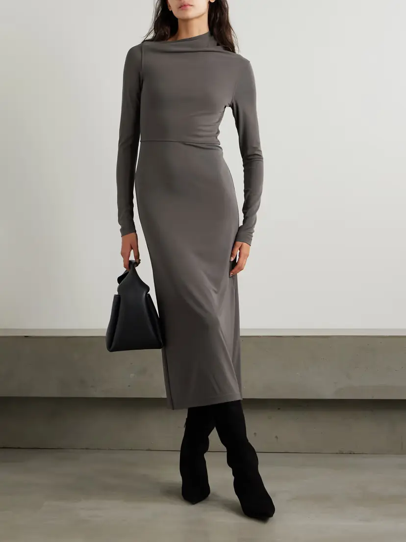 TOTEME Gathered Stretch-jersey Maxi Dress | Thumbnail 2