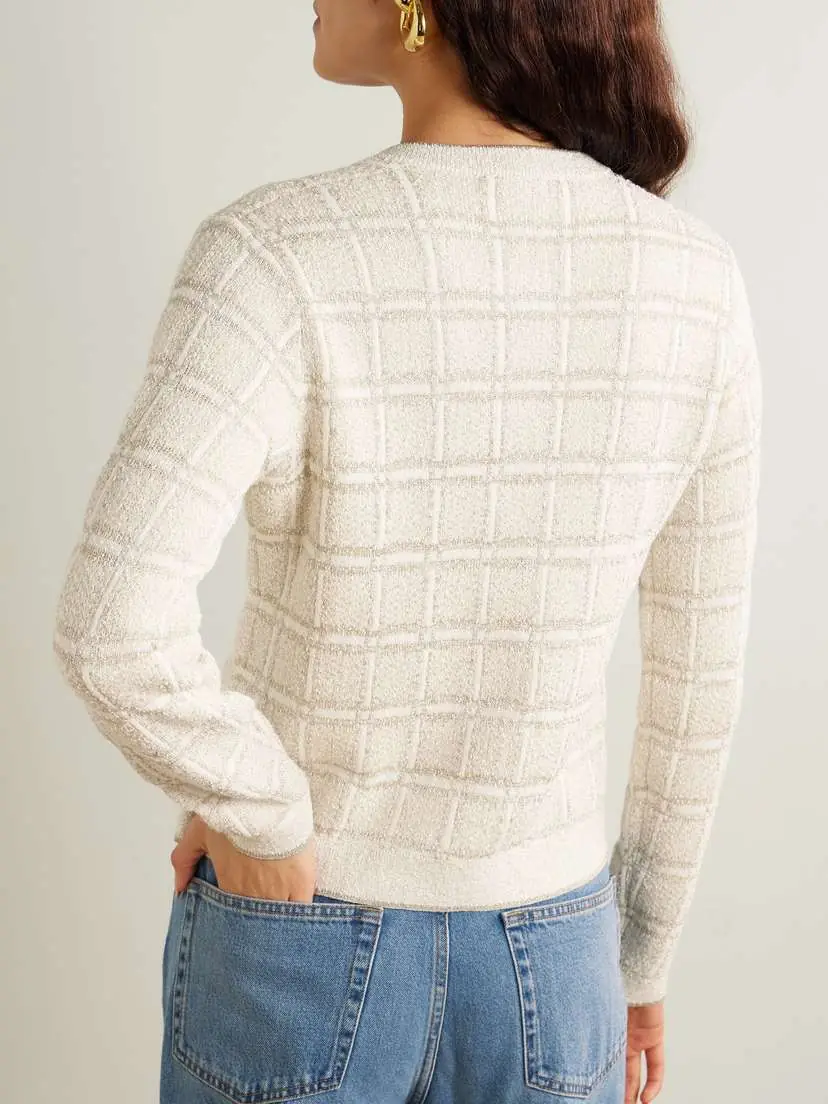 Gucci Checked Metallic Jacquard-knit Wool-blend Cardigan | Thumbnail 4 Gucci Checked Metallic Jacquard-knit Wool-blend Cardigan | Thumbnail 4
