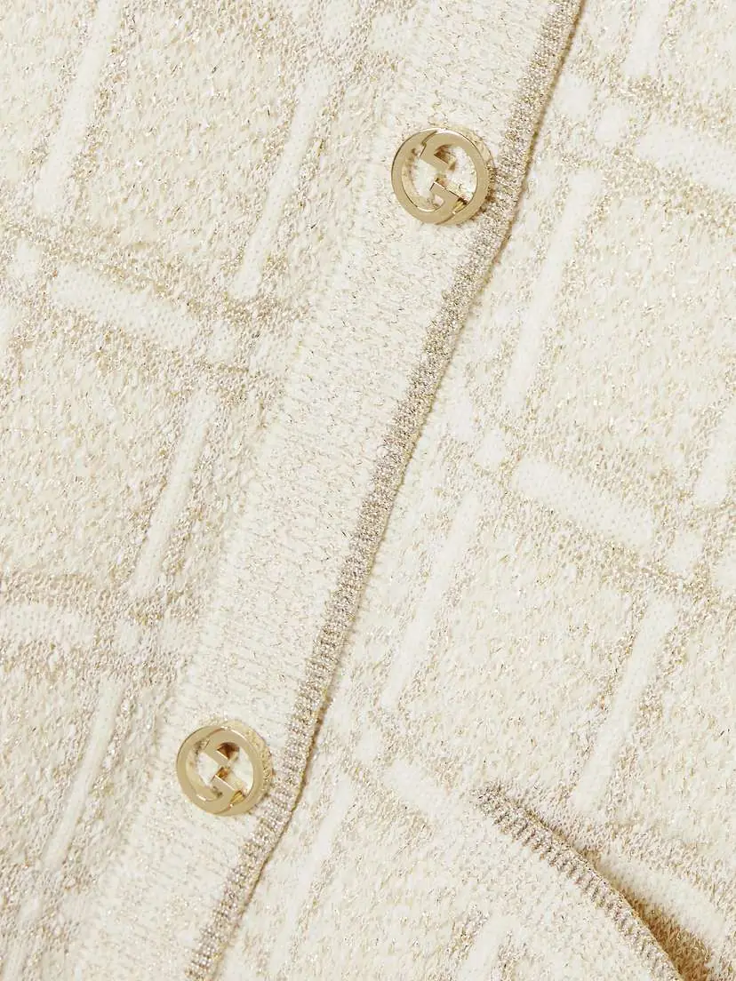 Gucci Checked Metallic Jacquard-knit Wool-blend Cardigan | Thumbnail 5 Gucci Checked Metallic Jacquard-knit Wool-blend Cardigan | Thumbnail 5