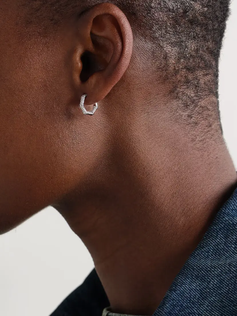 Anita Ko Small Bamboo 18-karat White Gold Diamond Hoop Earrings | Thumbnail 2 Anita Ko Small Bamboo 18-karat White Gold Diamond Hoop Earrings | Thumbnail 2