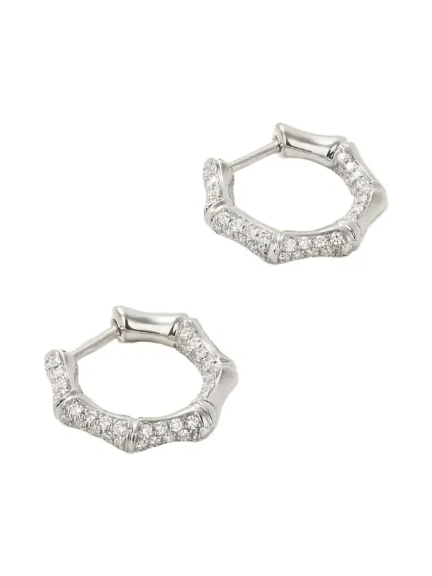 Small Bamboo 18-karat White Gold Diamond Hoop Earrings