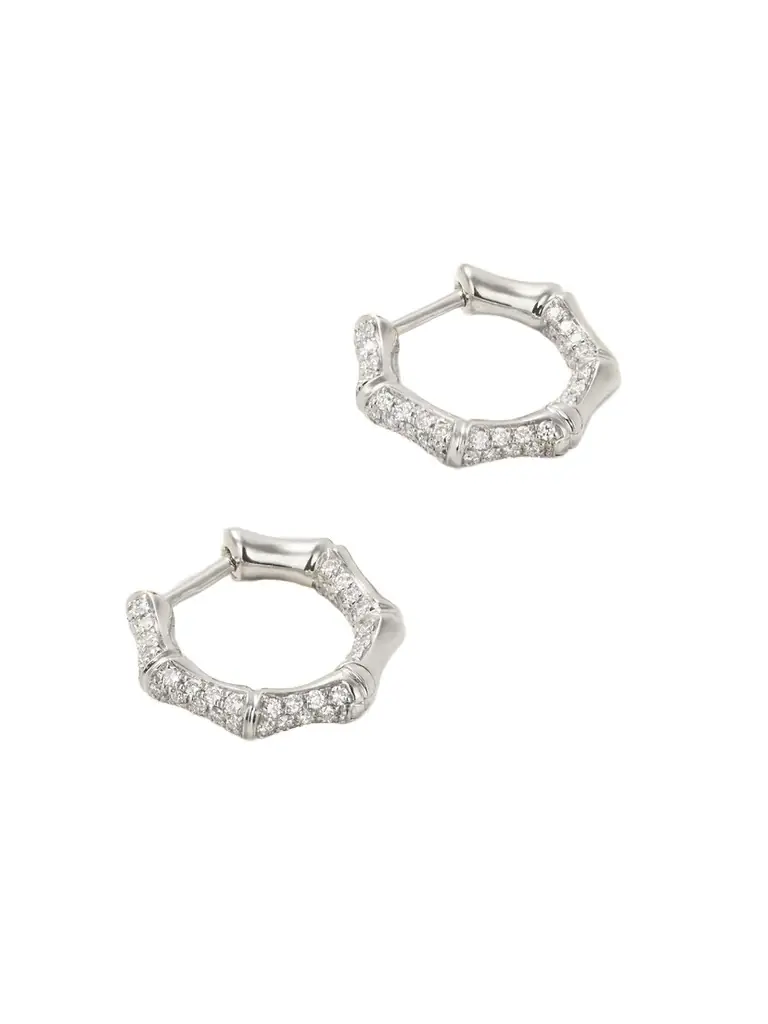 Anita Ko Small Bamboo 18-karat White Gold Diamond Hoop Earrings