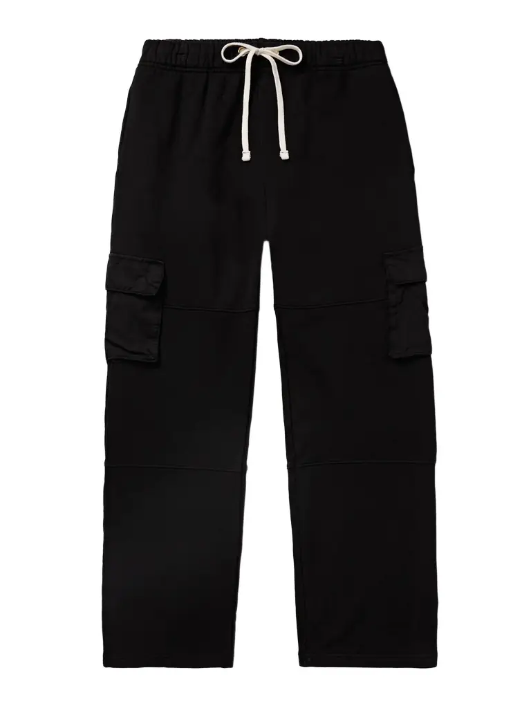 Les Tien Heavyweight Straight-Leg Structured-Fleece Cotton-Jersey Drawstring Cargo Trousers - Men | Image 1 Les Tien Heavyweight Straight-Leg Structured-Fleece Cotton-Jersey Drawstring Cargo Trousers - Men | Image 1
