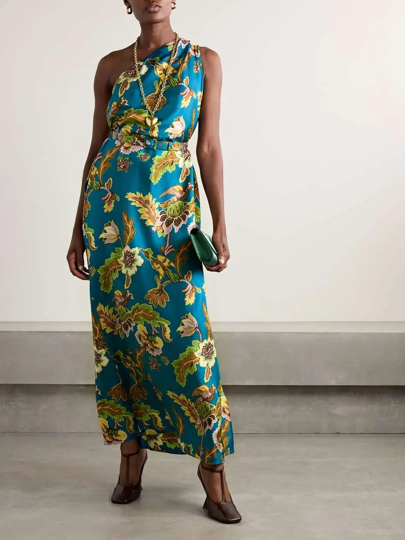 La DoubleJ Roy One-shoulder Printed Silk-twill Maxi Dress | Thumbnail 2