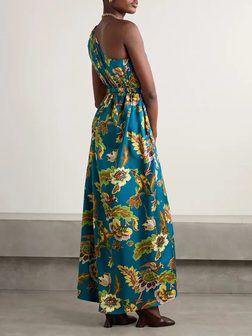 La DoubleJ Roy One-shoulder Printed Silk-twill Maxi Dress | Thumbnail 3