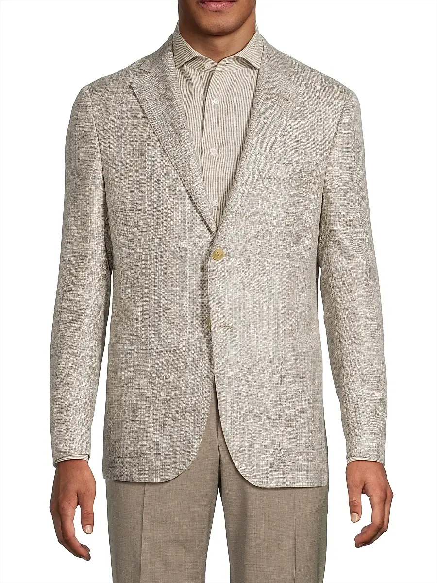 Corneliani Men's Textured Virgin Wool Jacket - Natural | Thumbnail 3 Corneliani Men's Textured Virgin Wool Jacket - Natural | Thumbnail 3