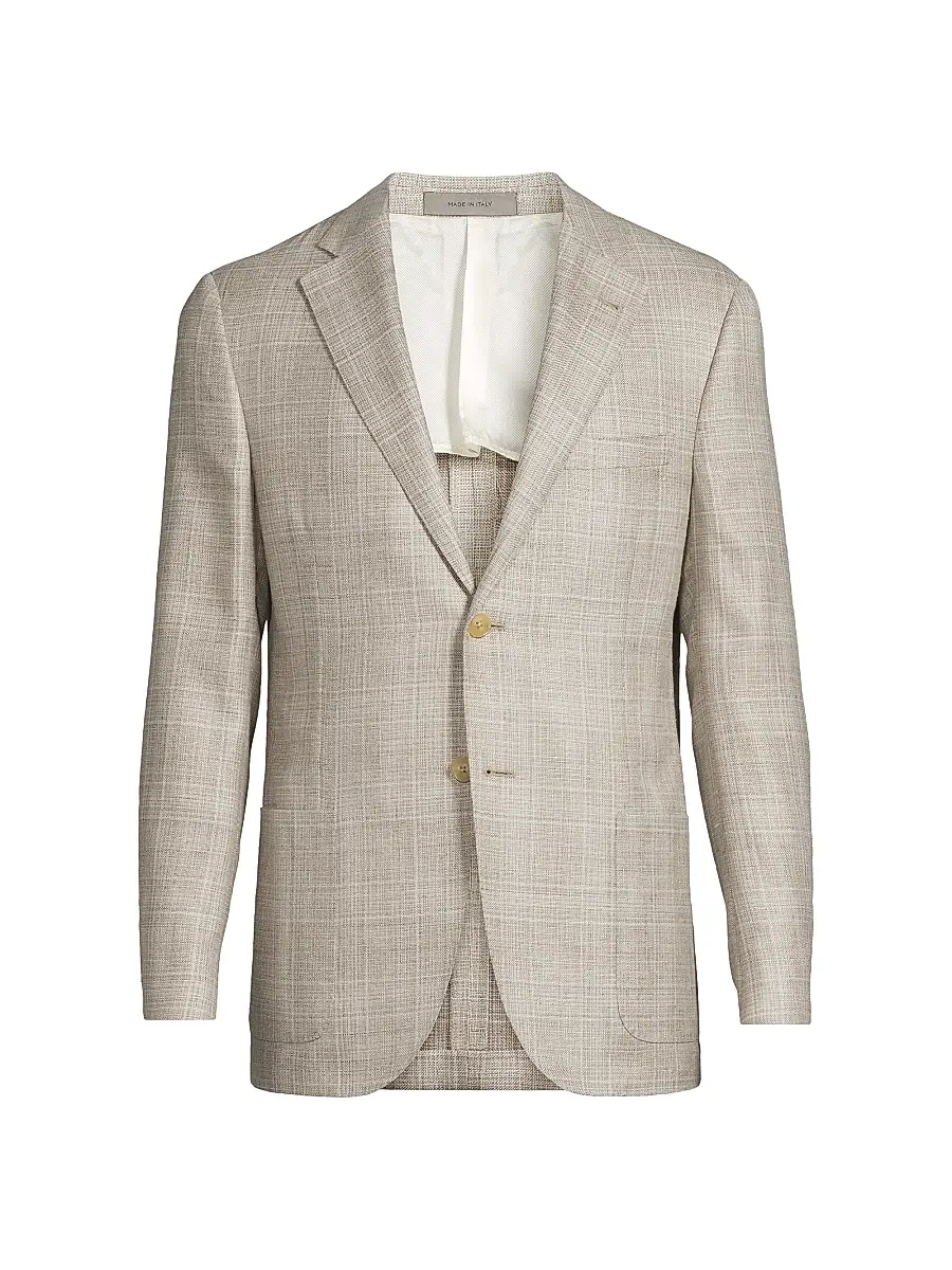 Corneliani Men's Textured Virgin Wool Jacket - Natural | Image 1 Corneliani Men's Textured Virgin Wool Jacket - Natural | Image 1