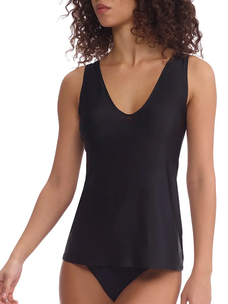 Commando Women's Faux Silk V-Neck Tank Top - Black | Thumbnail 2 Commando Women's Faux Silk V-Neck Tank Top - Black | Thumbnail 2
