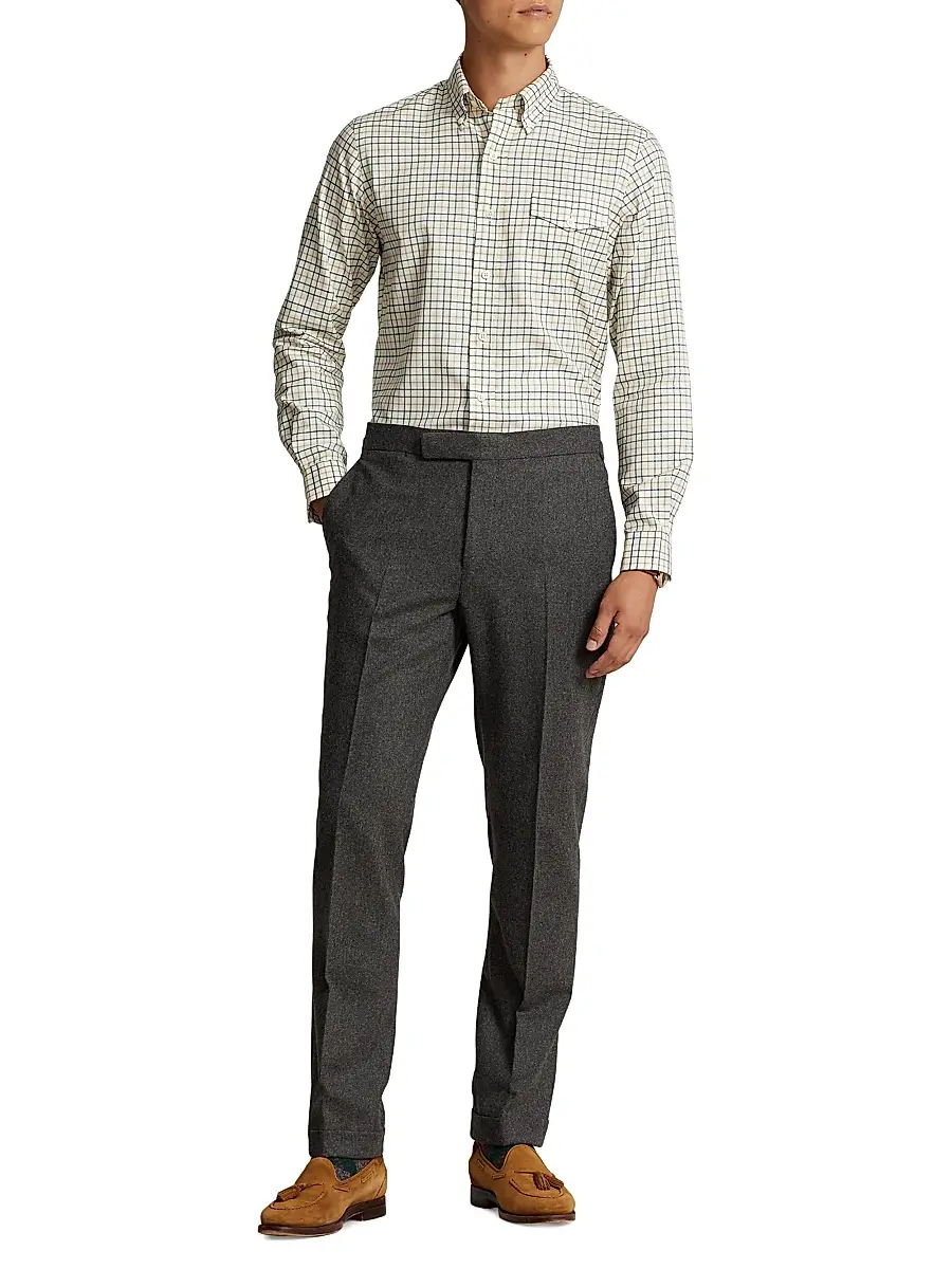 Polo Ralph Lauren Men's Twill Long-Sleeve Sport Shirt - Cream Green Multi | Thumbnail 2 Polo Ralph Lauren Men's Twill Long-Sleeve Sport Shirt - Cream Green Multi | Thumbnail 2