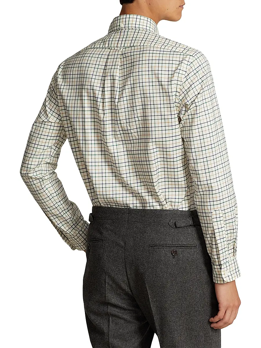 Polo Ralph Lauren Men's Twill Long-Sleeve Sport Shirt - Cream Green Multi | Thumbnail 4 Polo Ralph Lauren Men's Twill Long-Sleeve Sport Shirt - Cream Green Multi | Thumbnail 4