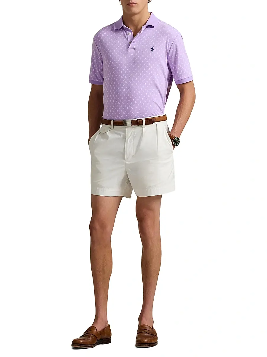 Polo Ralph Lauren Men's Custom-Slim Paisley Cotton Polo Shirt - Powder Purple Mini Paisley | Thumbnail 2 Polo Ralph Lauren Men's Custom-Slim Paisley Cotton Polo Shirt - Powder Purple Mini Paisley | Thumbnail 2