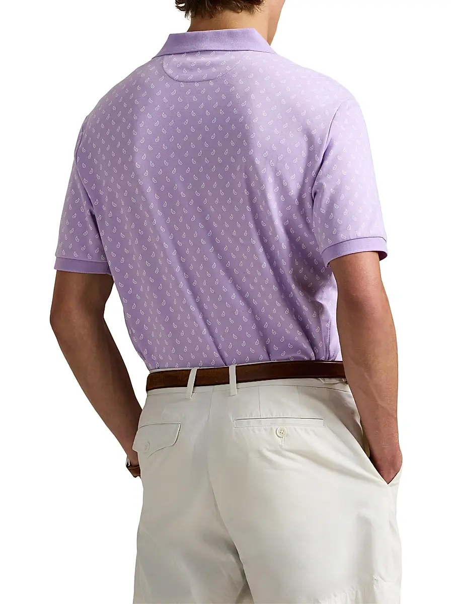 Polo Ralph Lauren Men's Custom-Slim Paisley Cotton Polo Shirt - Powder Purple Mini Paisley | Thumbnail 4 Polo Ralph Lauren Men's Custom-Slim Paisley Cotton Polo Shirt - Powder Purple Mini Paisley | Thumbnail 4
