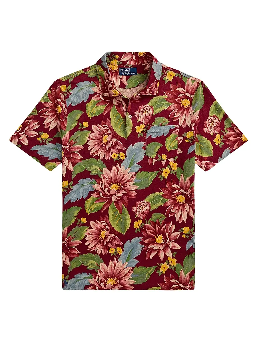 Polo Ralph Lauren Men's Floral Jersey Polo Shirt - Sunset Patio Floral | Image 1 Polo Ralph Lauren Men's Floral Jersey Polo Shirt - Sunset Patio Floral | Image 1