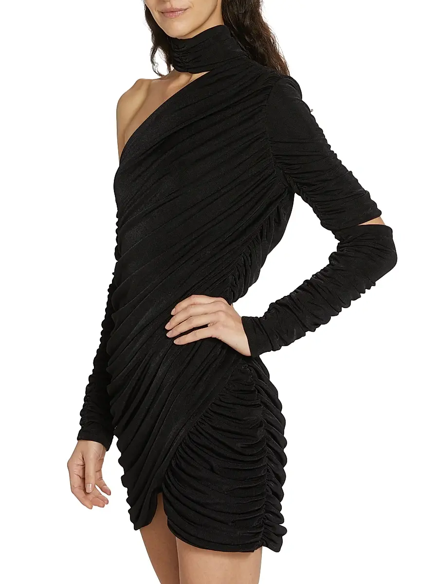 Aliétte Women's Asymmetric Ruched Jersey Minidress | Thumbnail 4 Aliétte Women's Asymmetric Ruched Jersey Minidress | Thumbnail 4