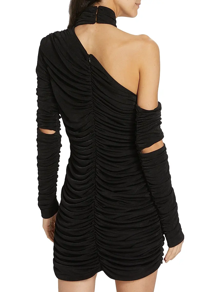 Aliétte Women's Asymmetric Ruched Jersey Minidress | Thumbnail 5 Aliétte Women's Asymmetric Ruched Jersey Minidress | Thumbnail 5