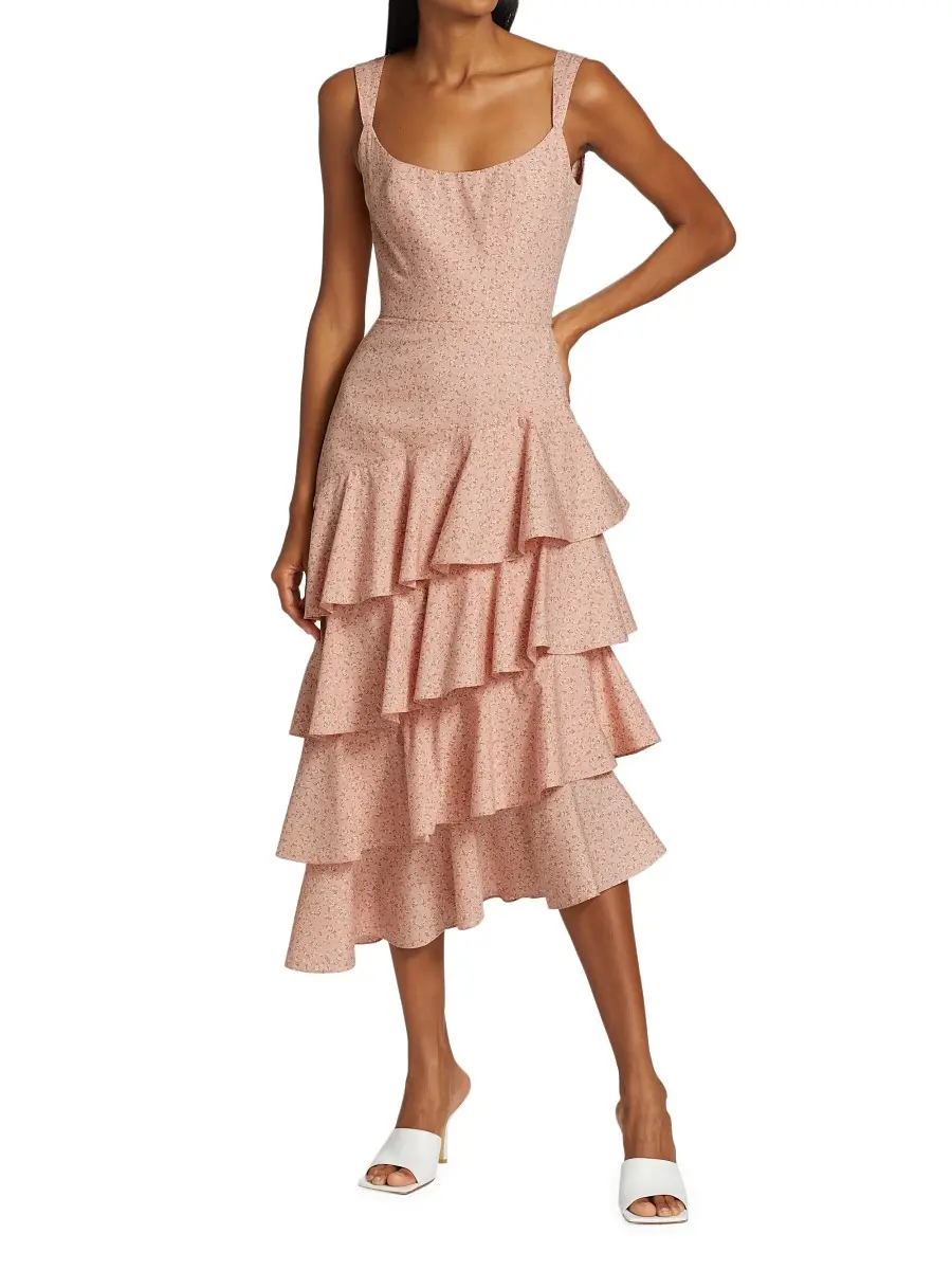 Markarian Women's La Danse Tiered Ruffle Corset Dress - Pink Floral | Image 1 Markarian Women's La Danse Tiered Ruffle Corset Dress - Pink Floral | Image 1