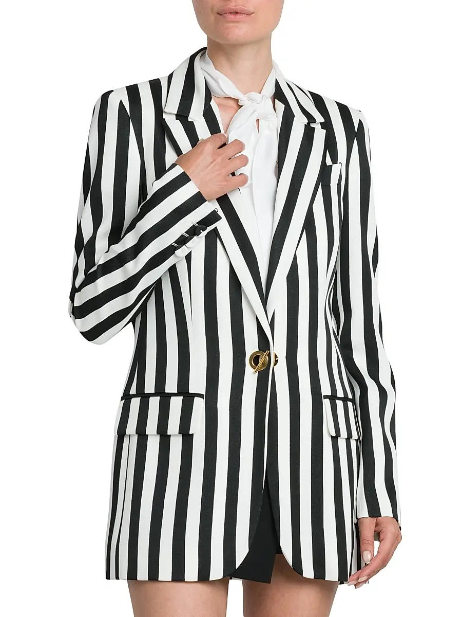Moschino Women's Archive Stripes Tailored Jacket - Black White | Thumbnail 3 Moschino Women's Archive Stripes Tailored Jacket - Black White | Thumbnail 3