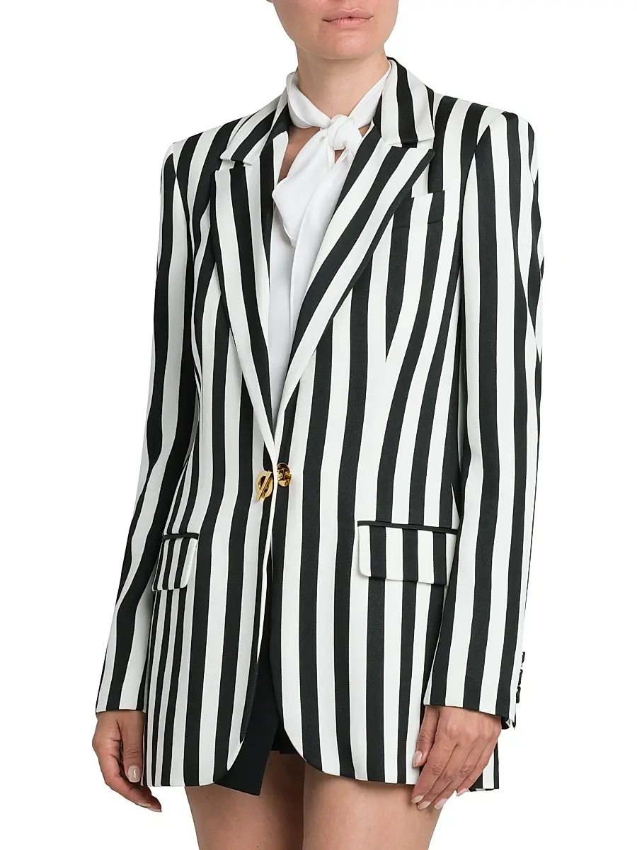 Moschino Women's Archive Stripes Tailored Jacket - Black White | Thumbnail 4 Moschino Women's Archive Stripes Tailored Jacket - Black White | Thumbnail 4
