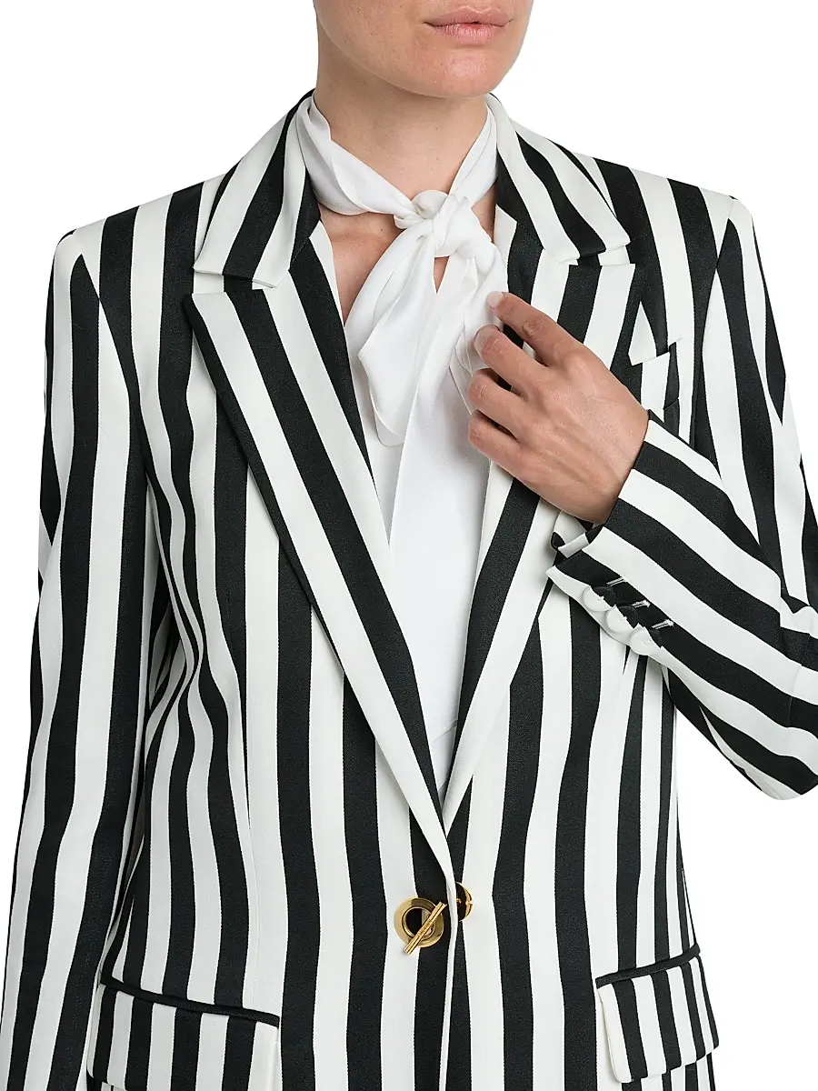 Moschino Women's Archive Stripes Tailored Jacket - Black White | Thumbnail 6 Moschino Women's Archive Stripes Tailored Jacket - Black White | Thumbnail 6