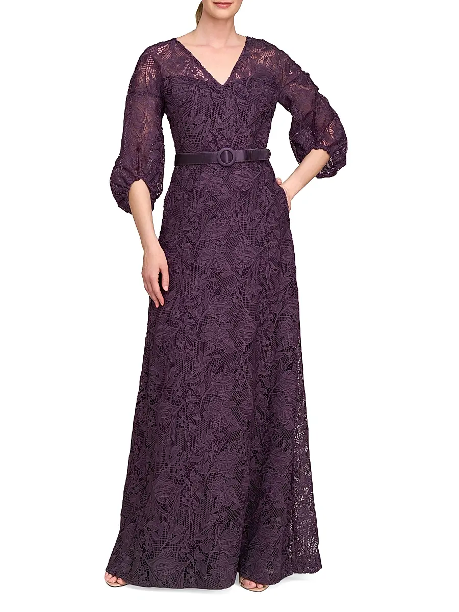 Kay Unger Women's Delaney Lace A-Line Gown