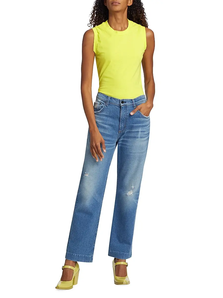 Askk NY Women's Beau High-Rise Distressed Straight-Leg Jeans | Thumbnail 2