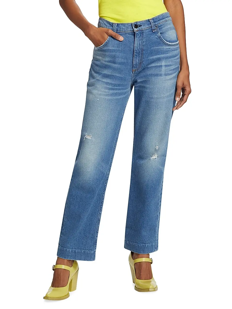 Askk NY Women's Beau High-Rise Distressed Straight-Leg Jeans | Thumbnail 3