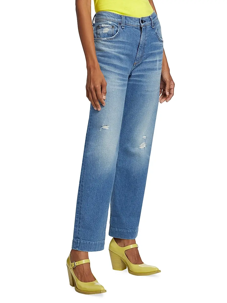 Askk NY Women's Beau High-Rise Distressed Straight-Leg Jeans | Thumbnail 4