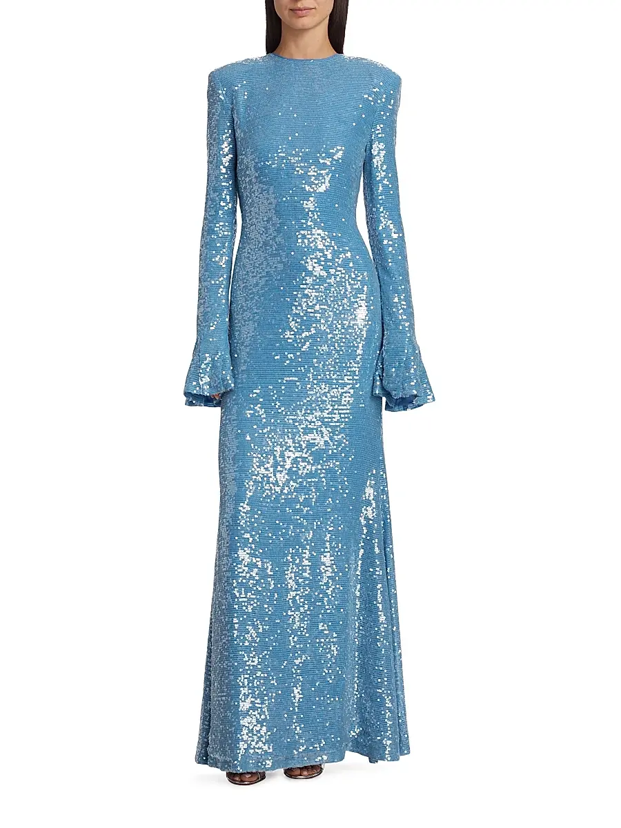 Lapointe Women's Sequined Flare-Sleeve Maxi Dress | Thumbnail 3