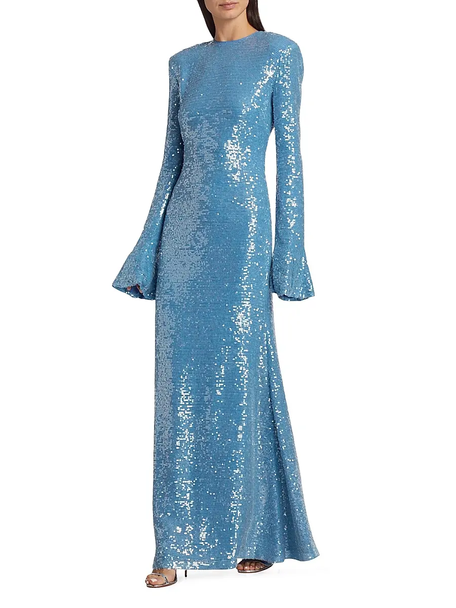 Lapointe Women's Sequined Flare-Sleeve Maxi Dress | Thumbnail 4
