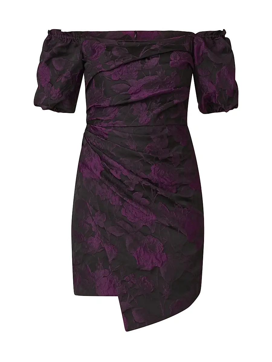 Shoshanna Women's Penna Floral Off-The-Shoulder Minidress - Jet Violet | Image 1 Shoshanna Women's Penna Floral Off-The-Shoulder Minidress - Jet Violet | Image 1