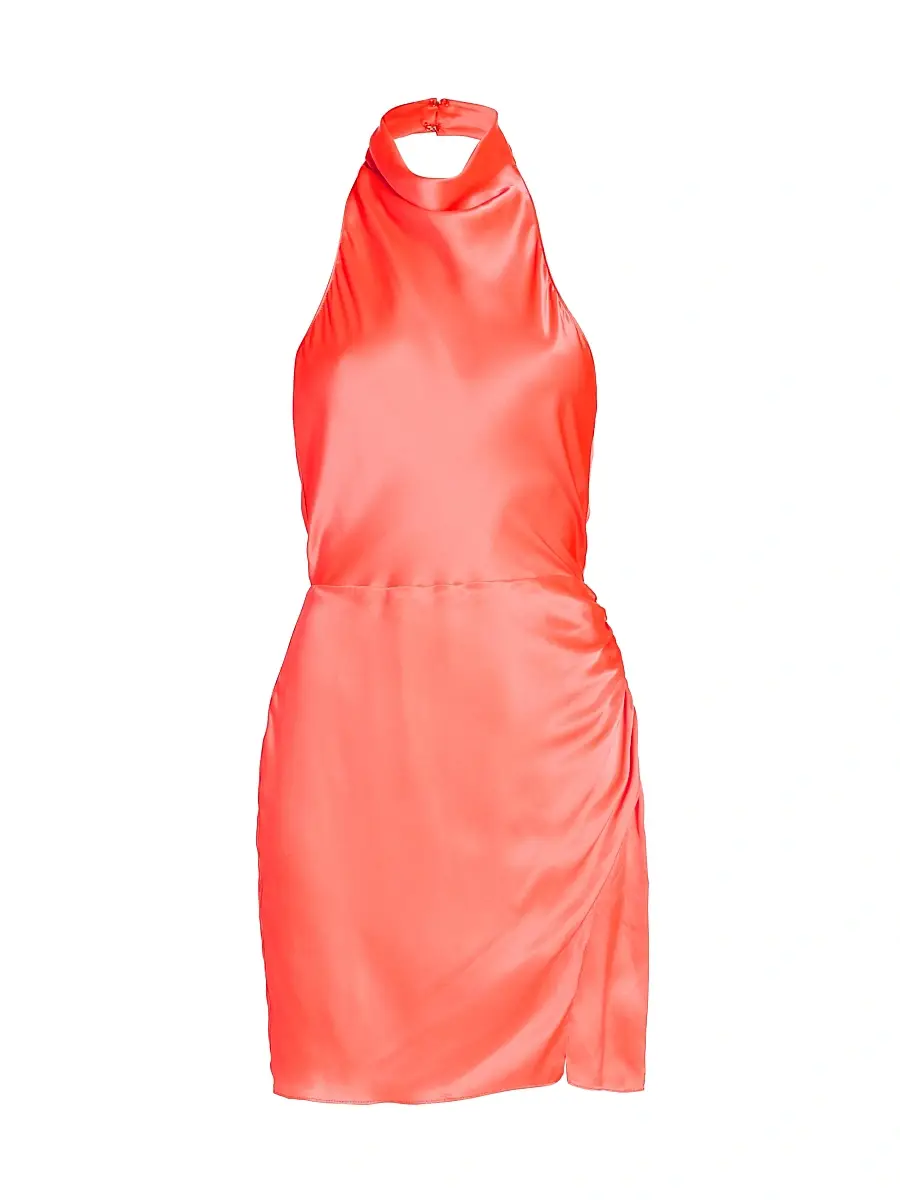 Women's Joanne Silk Halter Neck Minidress - New Fluro