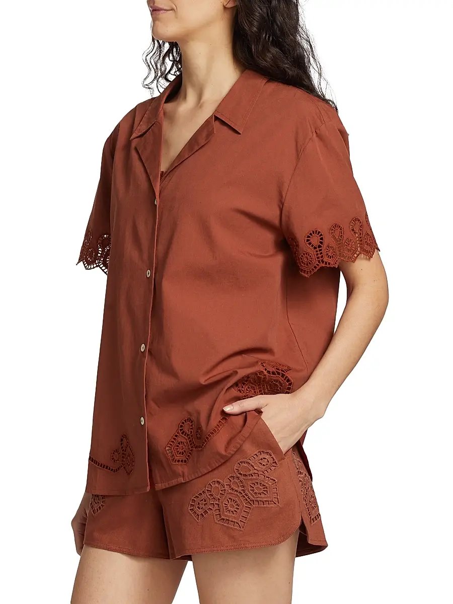 TANYA TAYLOR Women's Taytum Cotton Button-Front Top | Thumbnail 4 TANYA TAYLOR Women's Taytum Cotton Button-Front Top | Thumbnail 4