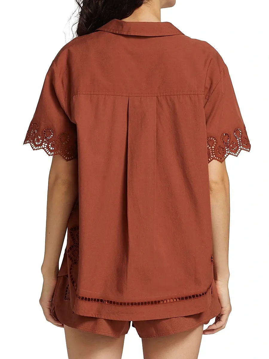 TANYA TAYLOR Women's Taytum Cotton Button-Front Top | Thumbnail 5 TANYA TAYLOR Women's Taytum Cotton Button-Front Top | Thumbnail 5