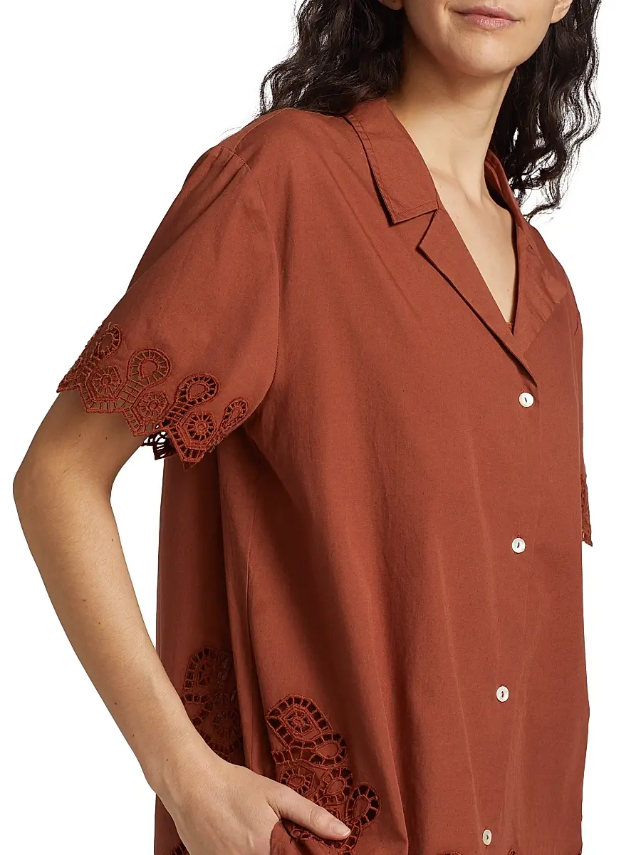 TANYA TAYLOR Women's Taytum Cotton Button-Front Top | Thumbnail 6 TANYA TAYLOR Women's Taytum Cotton Button-Front Top | Thumbnail 6