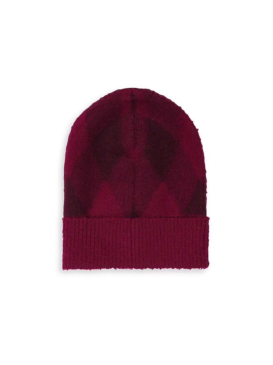 Burberry Women's Argyle Jacquard-Woven Wool Beanie | Thumbnail 2 Burberry Women's Argyle Jacquard-Woven Wool Beanie | Thumbnail 2