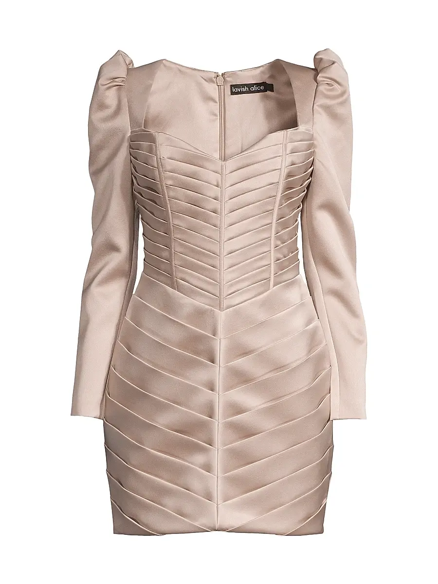 Lavish Alice Women's Pleated Bonded Satin Minidress - Bronze | Image 1 Lavish Alice Women's Pleated Bonded Satin Minidress - Bronze | Image 1