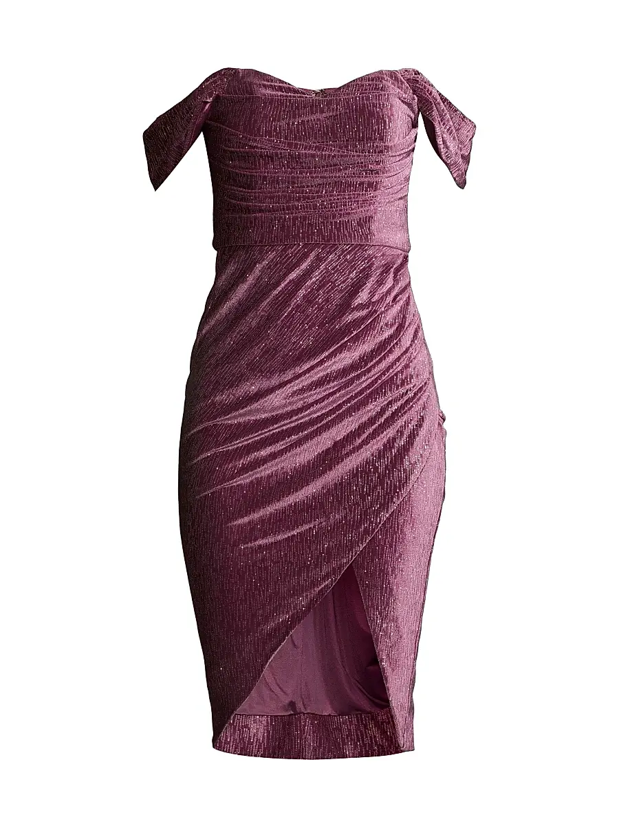 Lavish Alice Women's Sienna Diamante Velvet Off-The-Shoulder Mini-Dress - Purple | Image 1 Lavish Alice Women's Sienna Diamante Velvet Off-The-Shoulder Mini-Dress - Purple | Image 1
