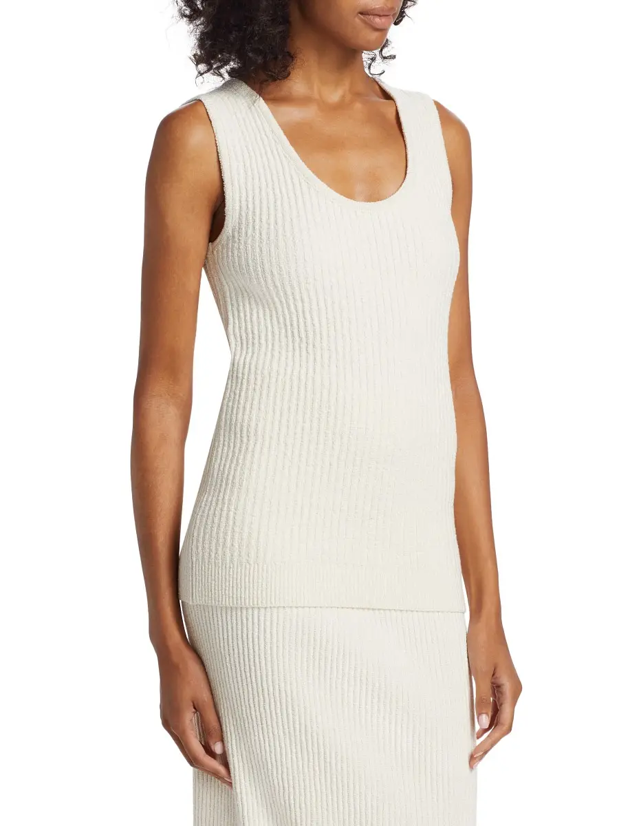 Toteme Women's Cotton-Blend Bouclé Knit Tank - Ecru | Thumbnail 3 Toteme Women's Cotton-Blend Bouclé Knit Tank - Ecru | Thumbnail 3