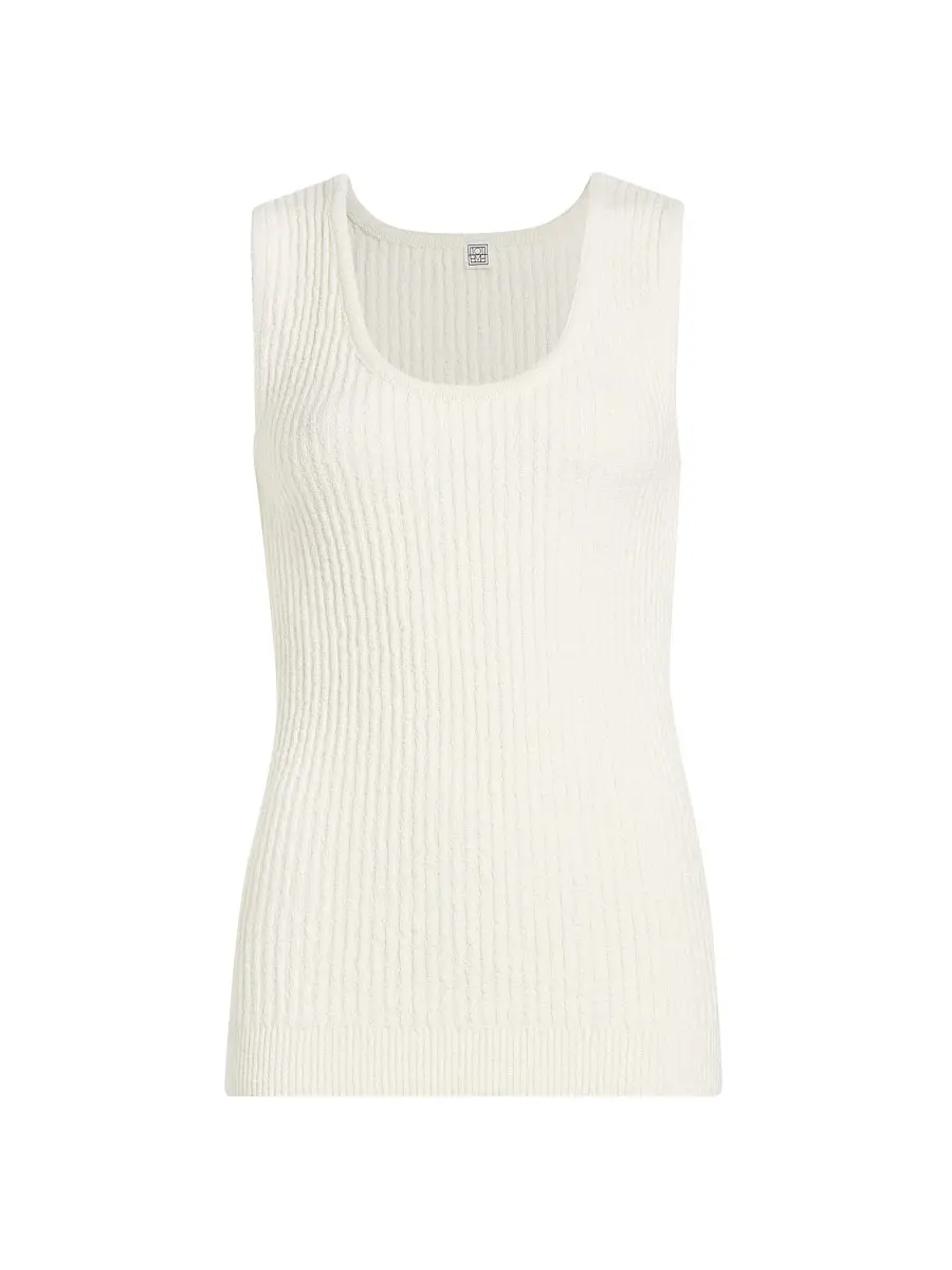 Toteme Women's Cotton-Blend Bouclé Knit Tank - Ecru | Thumbnail 7 Toteme Women's Cotton-Blend Bouclé Knit Tank - Ecru | Thumbnail 7