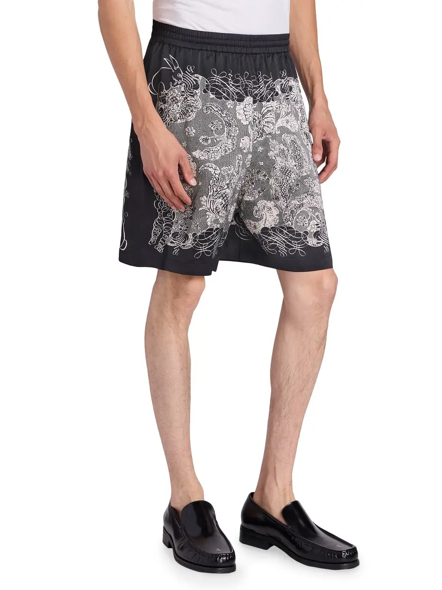 Acne Studios Men's Rudent Graphic Cotton Shorts - Black Ecru | Thumbnail 3 Acne Studios Men's Rudent Graphic Cotton Shorts - Black Ecru | Thumbnail 3